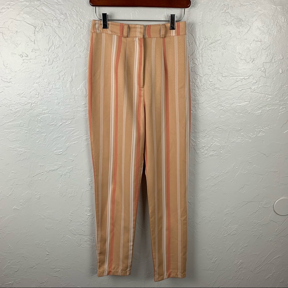 Nasty Gal highwaist pinstripe coral trousers 6 - Picture 4 of 10